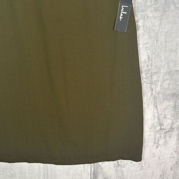 NWT New Lulus Army Green Midi Dress Zippered Back Fully Lined Size Medium - Picture 5 of 10